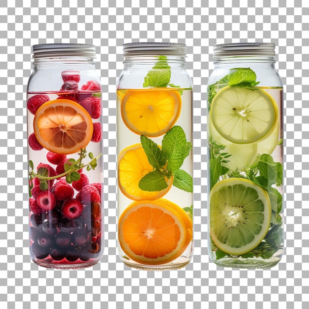 Fruit infused water on transparent background