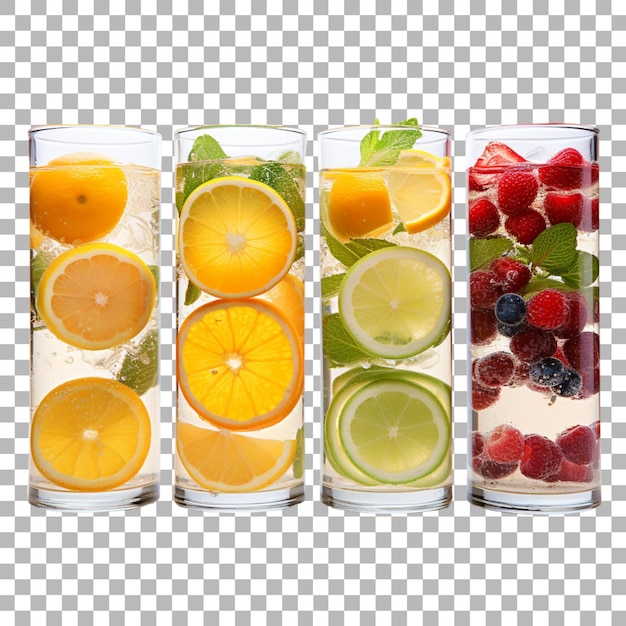 PSD acqua infusa di frutta su sfondo trasparente