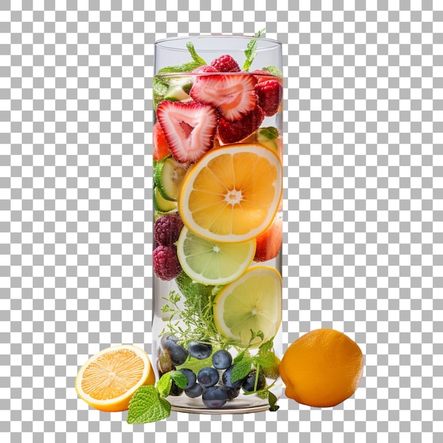 PSD fruit infused water on transparent background