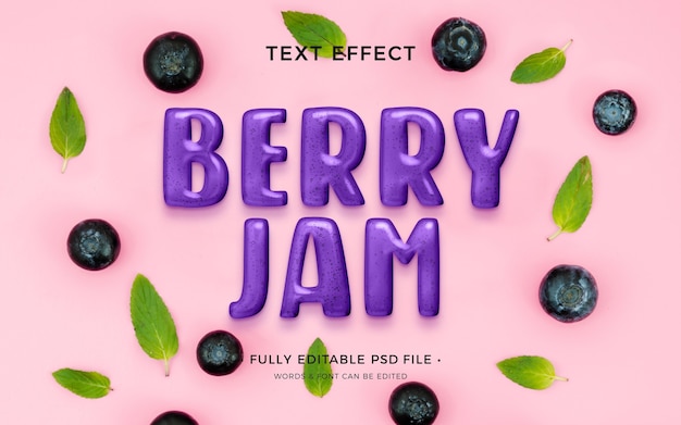 PSD fruit jam text effect