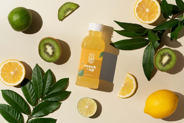 PSD fruit juice bottle mockup design