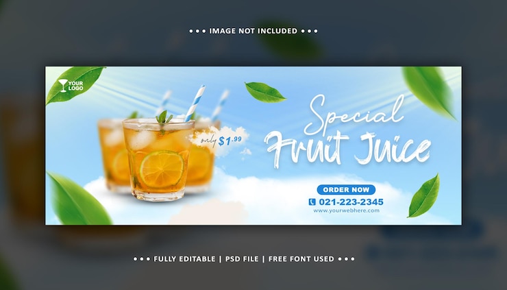 PSD fruit juice drink food menu social media facebook cover banner template