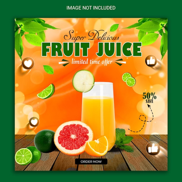 fruit juice social media post banner.