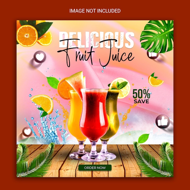 PSD fruit juice social media promotion post banner