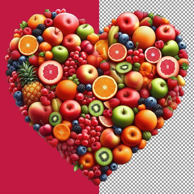 Fruit love in een hartvormige png