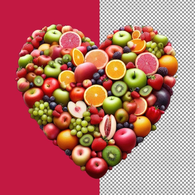 Fruit love in een hartvormige png