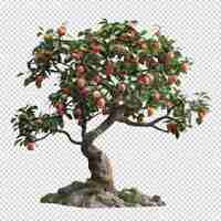 PSD fruit op boom en tulpboom geïsoleerd op doorzichtige achtergrond