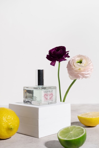 PSD fruit perfume bottle mockup