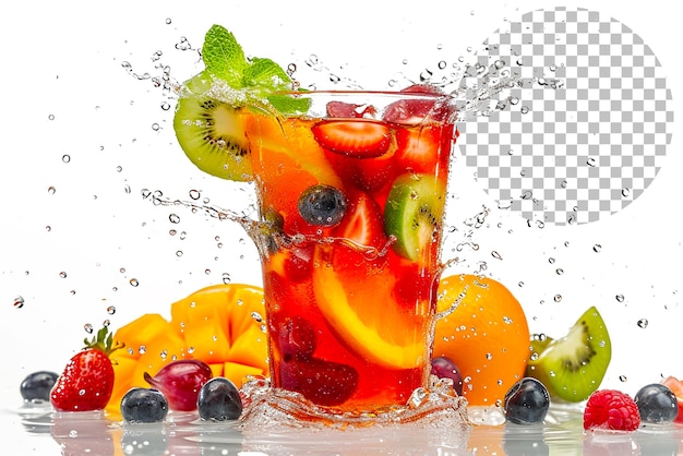 PSD fruit punch splashdown een fruit punch met een splashdown op een doorzichtige achtergrond