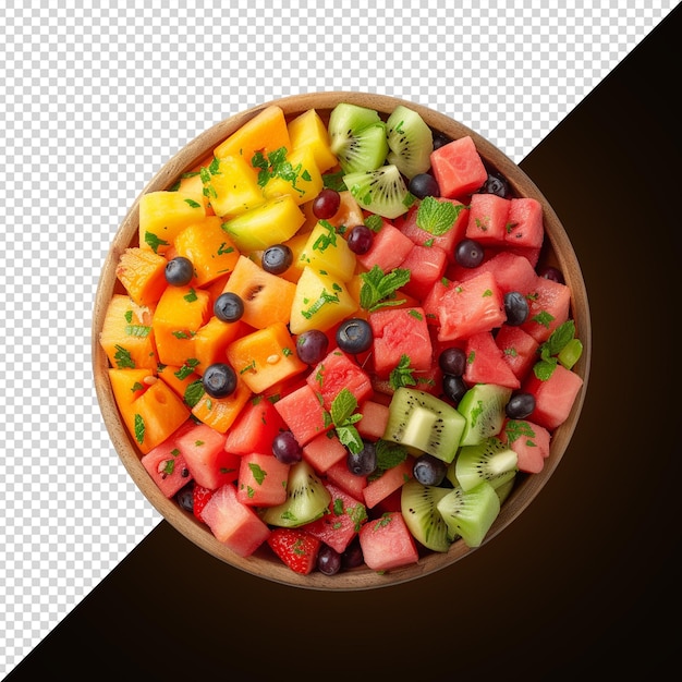 PSD fruit salad bowl isolated on white background