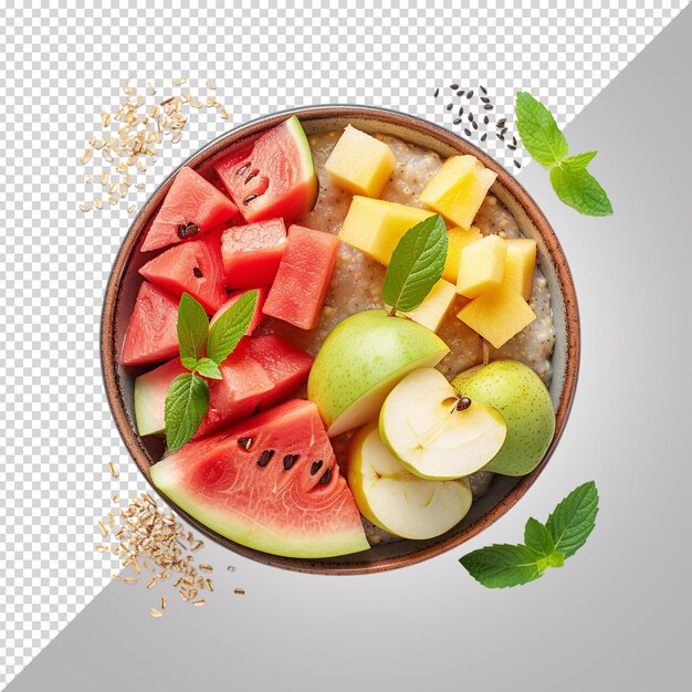 PSD fruit salad isolated on white background