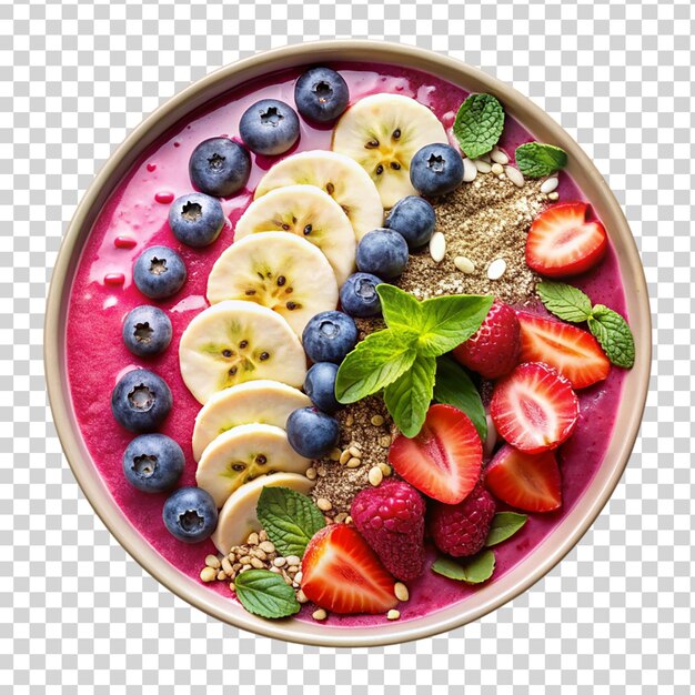 Fruit smoothie on bowl on transparent background