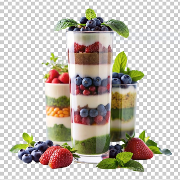 PSD fruit smoothie tower on transparent background