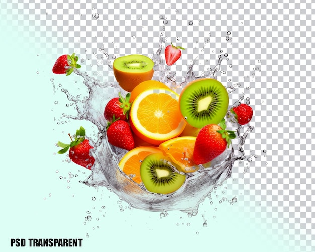 fruit splashing in the water