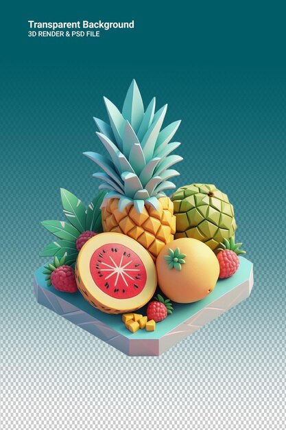 PSD a fruit stand with pineapples on top of it