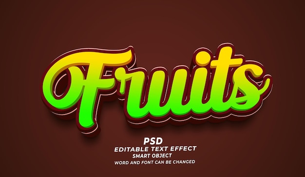 PSD Фрукты 3d редактируемый текстовый эффект в стиле photoshop psd