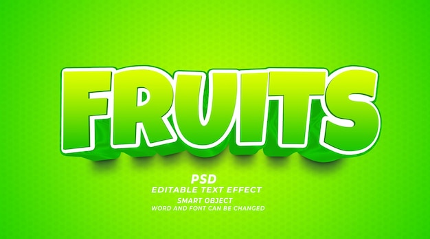 Fruits 3d psd editable text effect photoshop template