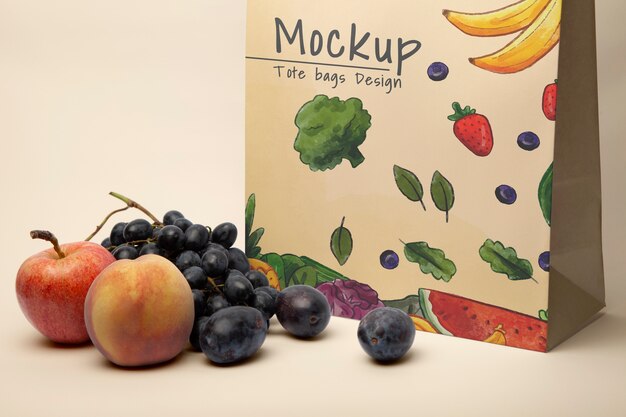 PSD fruits bag in studio mockup