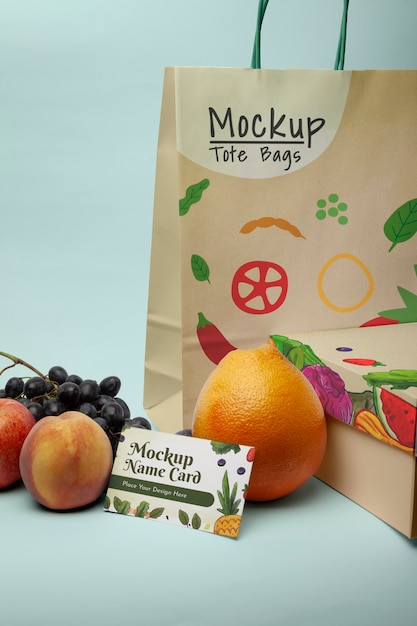 PSD fruits bag in studio mockup