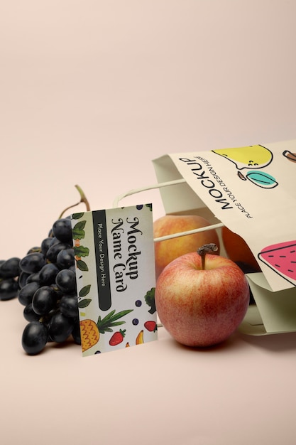 PSD fruits bag in studio mockup