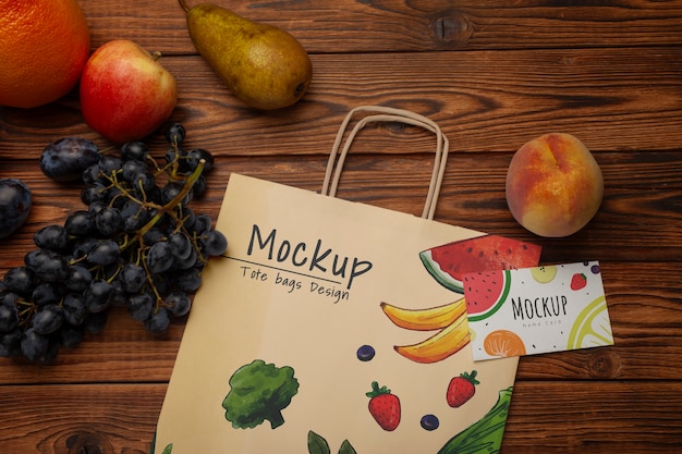 Fruits bag in studio mockup