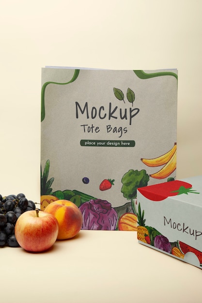 PSD fruits bag in studio mockup