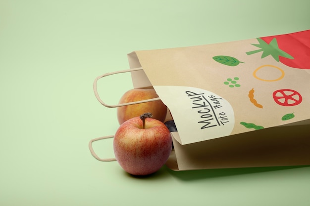 PSD fruits bag in studio mockup