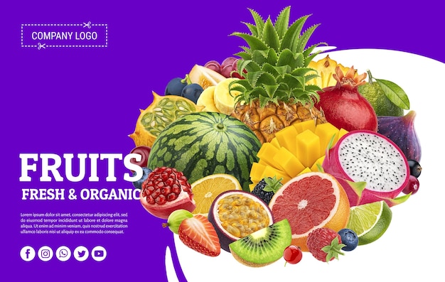 PSD fruits and berries isolated