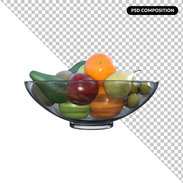 PSD fruits isolated 3d rendering