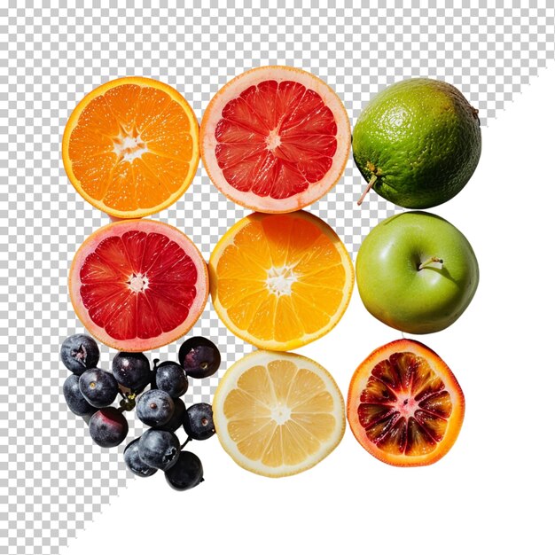 PSD fruits isolated on transparent background