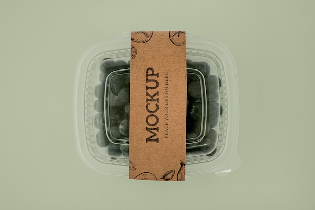 Fruits in mock-up packaging arrangement