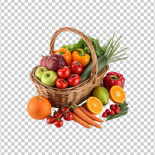 Fruits and Vegetables Basket Scene transparent background