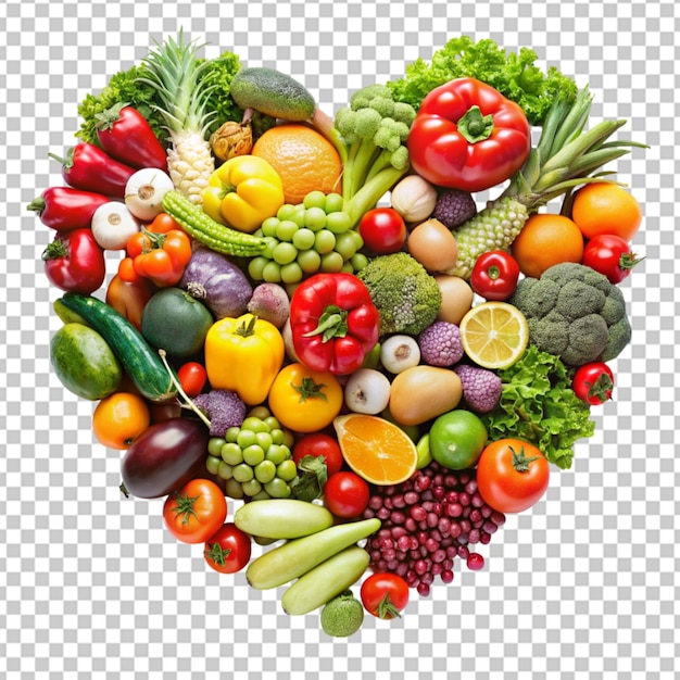 fruits and vegetables in heart shape png
