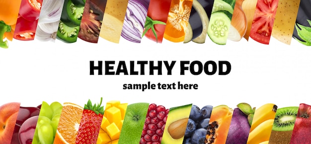 fruits and vegetables in stripes closeups collage