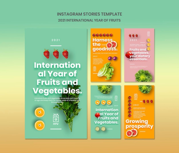 Fruits and vegetables year instagram stories template