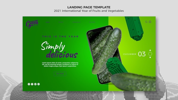 PSD fruits and vegetables year landing page