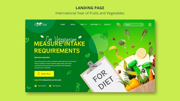 PSD fruits and vegetables year landing page