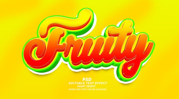 PSD effetto testo modificabile 3d fruttato in stile photoshop