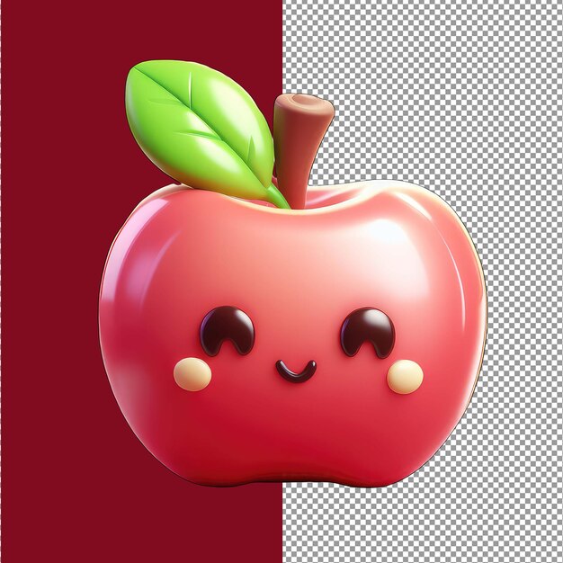 PSD fruity fusion a playful apple in isolated png 3d