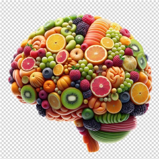 Fruity intellect inspireert innovatie met een hersenen gemaakt van levendige vruchten