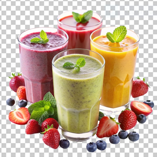 PSD fruity smoothies on transparent background