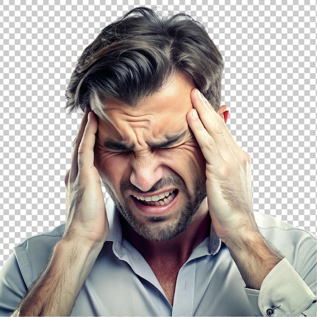 PSD frustrated handsome man head pain concept