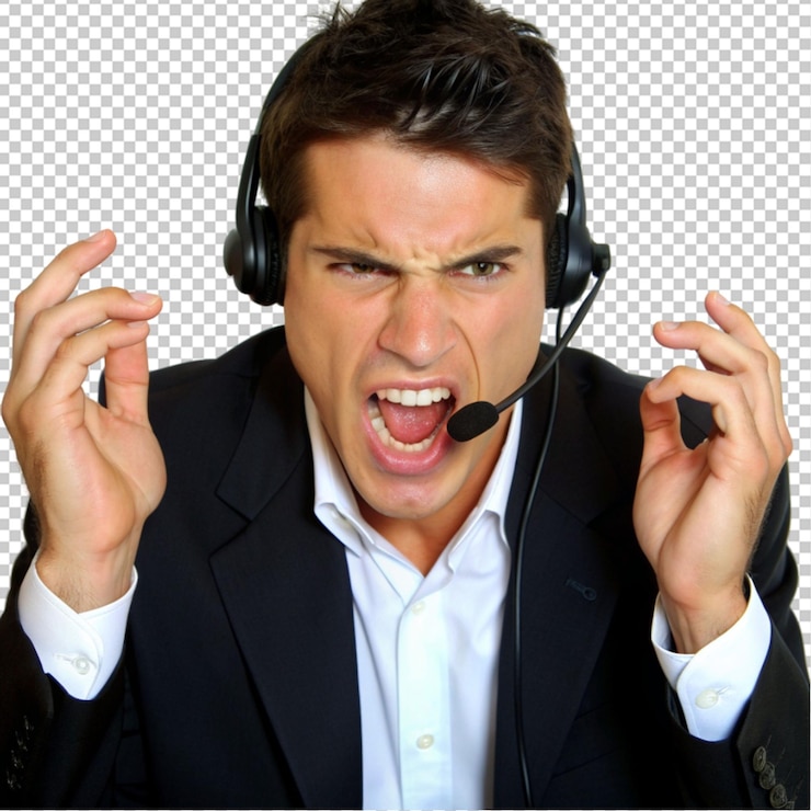 PSD frustrated telemarketer man