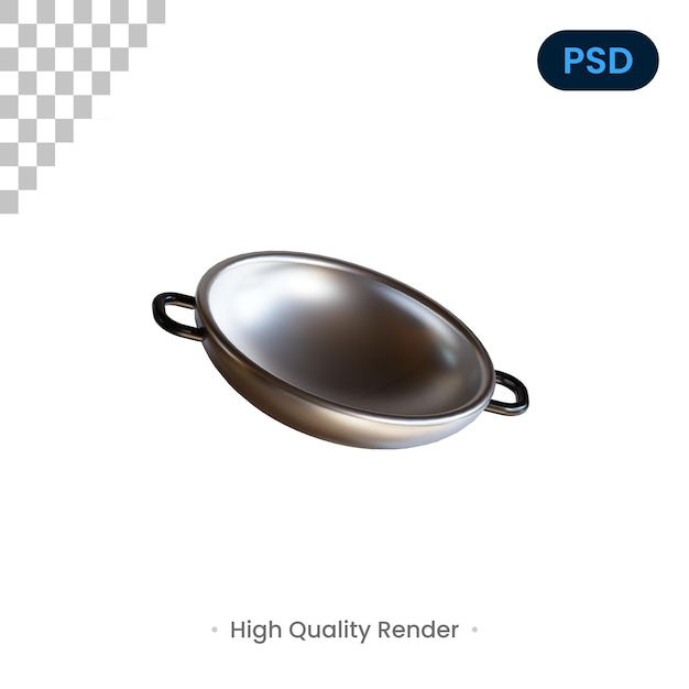 PSD frying pan 3d render illustration premium psd