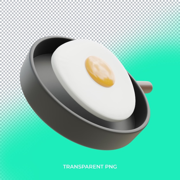 frying pan 3d render transparent isolated icon side view