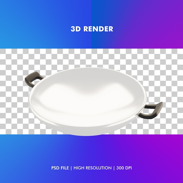 PSD frying pan icon 3d render illustration isolated