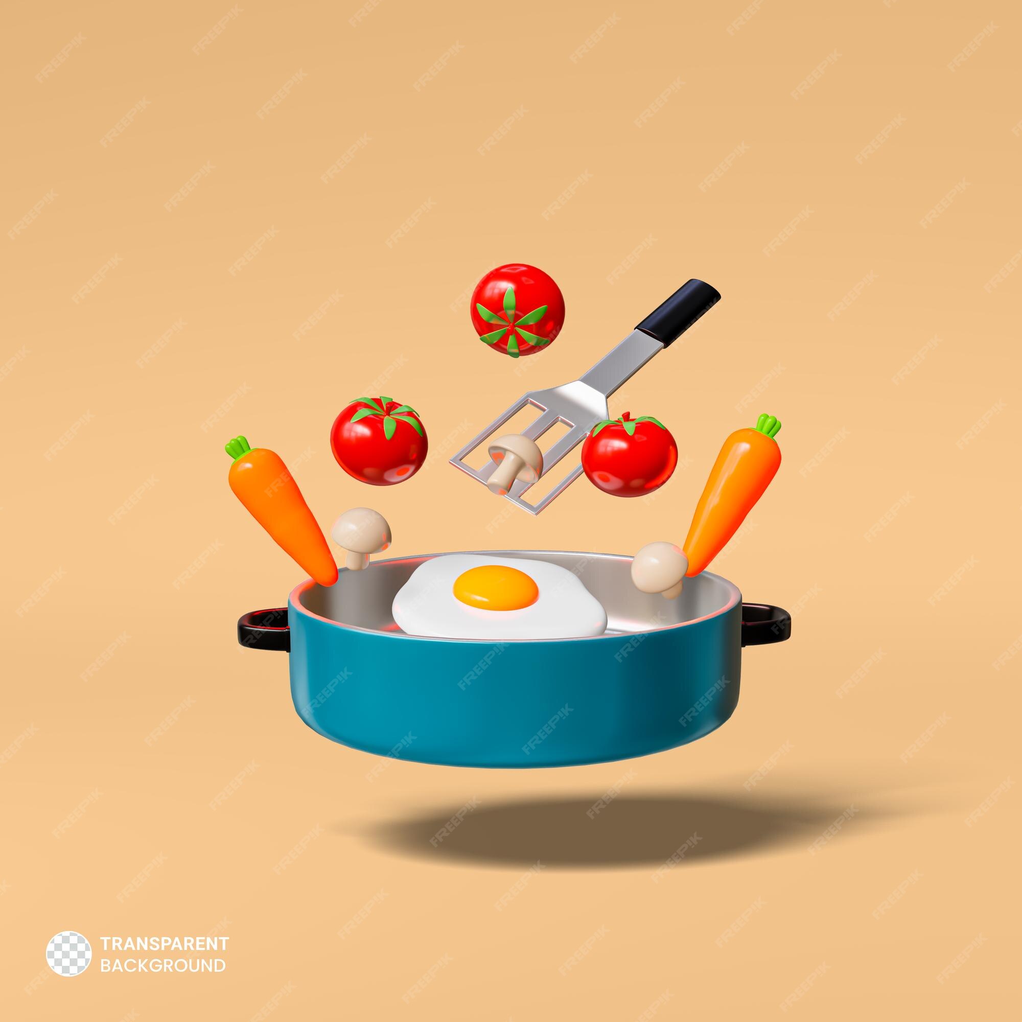 Smile eggs on frying pan 3D Icon download in PNG, OBJ or Blend format