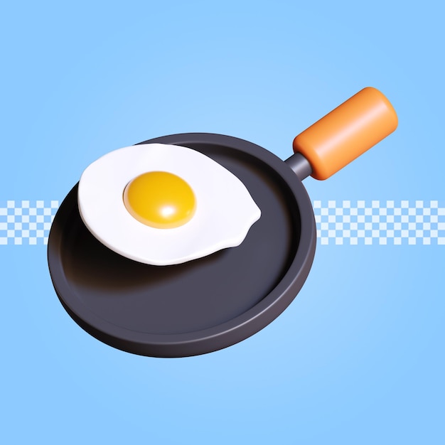 Frying pan with egg icon 3d render illustration isolated premium psd