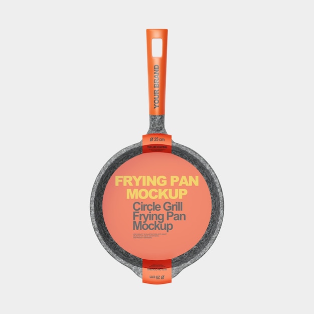 PSD frying pan with plastic holder mockup