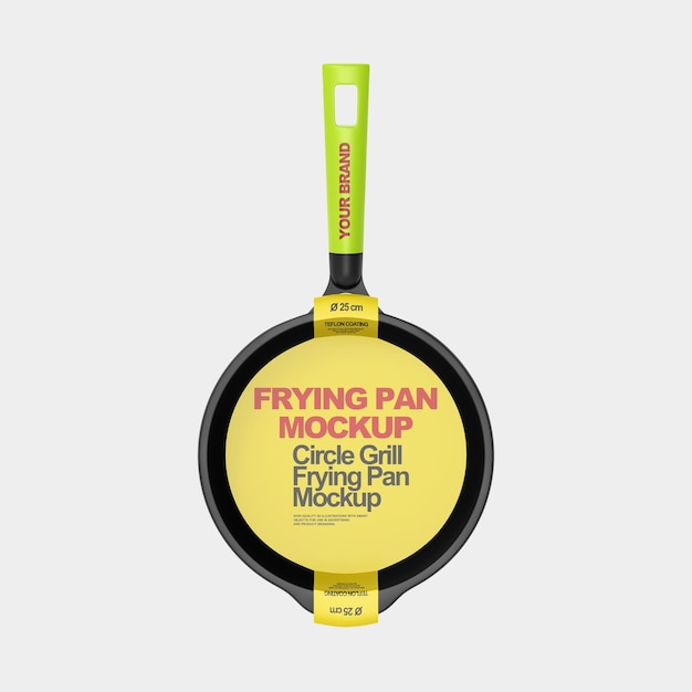 PSD frying pan with plastic holder mockup